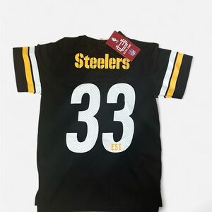 Steelers #33 Black Jersey Tee - Black & Gold